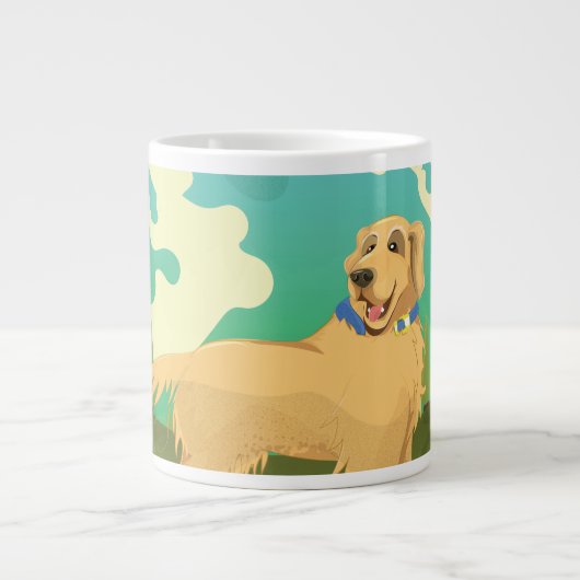 公園のペット犬 ジャンボコーヒーマグカップ (正面)