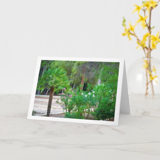 公園のヤシの小木 カード (黄色い花)