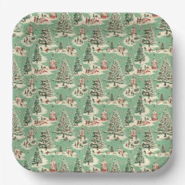 公園のヴィンテージクリスマス ペーパープレート