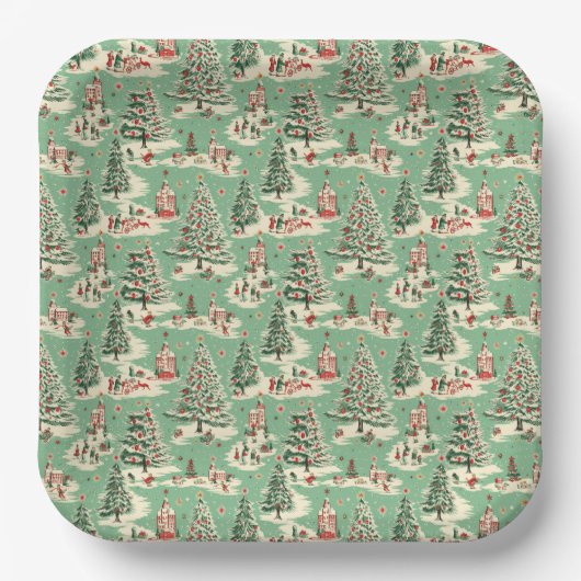 公園のヴィンテージクリスマス ペーパープレート (正面)
