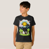 公園の中で猫を雨と太陽の選択 Tシャツ (正面フル)