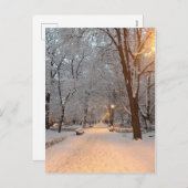 公園の休日カードの冬の雪 シーズンポストカード (正面/裏面)