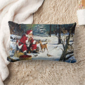 公園の伝統的なクリスマスサンタ ランバークッション (ブランケット)