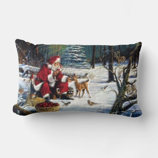 公園の伝統的なクリスマスサンタ ランバークッション (正面)