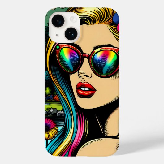公園の女性とオウム ポップアート Case-Mate iPhoneケース (裏面)