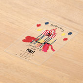 公園の子供たちの遊び場の誕生日パーティー アクリル招待状 (レイダウン)