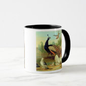 公園の孔雀、鳩、鶏およびジェイ マグカップ (正面右)