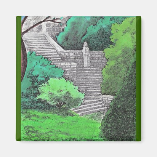 公園の庭の女像イタリアン マグネット (正面)