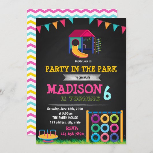 公園の招待状にパーティーを入れてください 招待状 (正面/裏面)