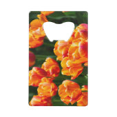 公園の明るいオレンジ色のチューリップ クレジットカード栓抜き (裏面)