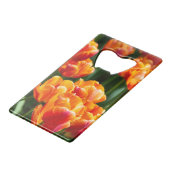 公園の明るいオレンジ色のチューリップ クレジットカード栓抜き (正面アングル)