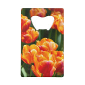 公園の明るいオレンジ色のチューリップ クレジットカード栓抜き (裏面)