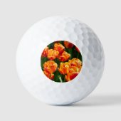 公園の明るいオレンジ色のチューリップ ゴルフボール (正面)
