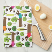 公園の歩行のダックスフント キッチンタオル (四つ折り)