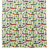 公園の歩行のダックスフント シャワーカーテン (正面)