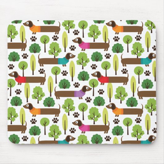 公園の歩行のダックスフント マウスパッド (正面)