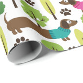 公園の歩行のダックスフント ラッピングペーパー (ロールコーナー)