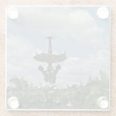 公園の水の噴水  ガラスコースター (裏面)