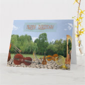 公園の特大誕生日のオーケストラの楽器 カード (黄色い花)