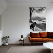 公園の犬の白黒AIアートポスター ポスター