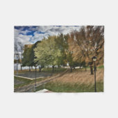 公園の紅葉 フリースブランケット (正面(横))