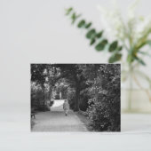 公園の老人の白黒の写真 ポストカード (スタンド正面)