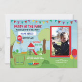 公園の誕生会のスライドは屋外の写真を振ります 招待状 (正面)