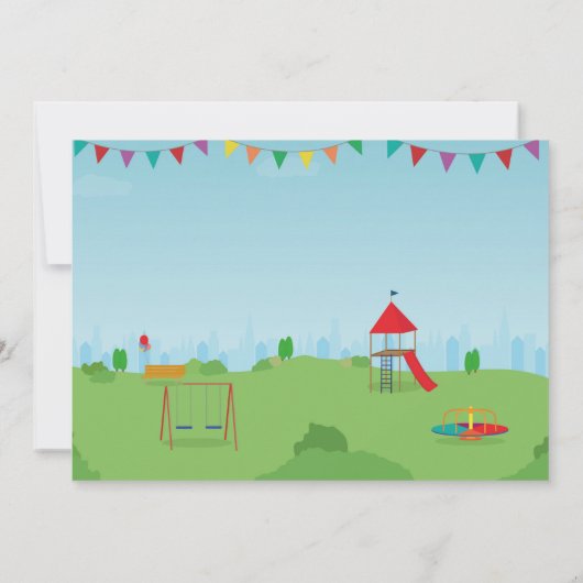 公園の誕生会のスライドは屋外の写真を振ります 招待状 (裏面)