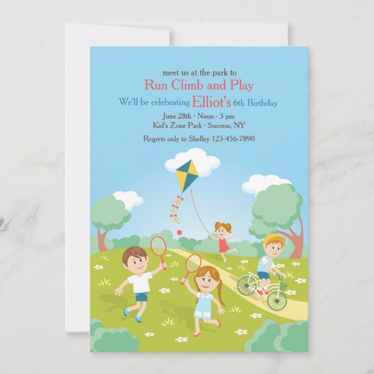 公園の誕生日の招待状 招待状 (正面)