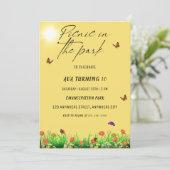 公園の誕生日パーティーでのピクニック 招待状 (スタンド正面)