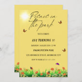 公園の誕生日パーティーでのピクニック 招待状 (正面/裏面)