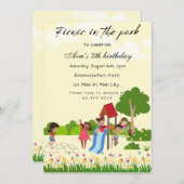 公園の誕生日パーティーでのピクニック 招待状 (正面/裏面)
