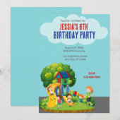 公園の誕生日パーティー 招待状 (正面/裏面)