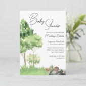 公園の赤ちゃんシャワーの水色カタツムリ 招待状 (スタンド正面)