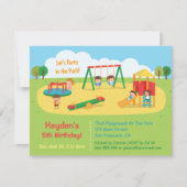 公園の遊び場でお誕生日パーティー 子供のお誕生日 招待状 (正面)