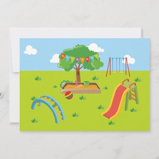 公園の運動場の誕生日の招待状のパーティー 招待状 (裏面)