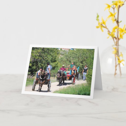 公園の馬車 カード (黄色い花)