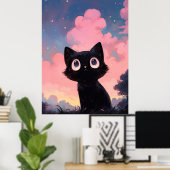 公園の黒猫 ポスター (ホームオフィス)