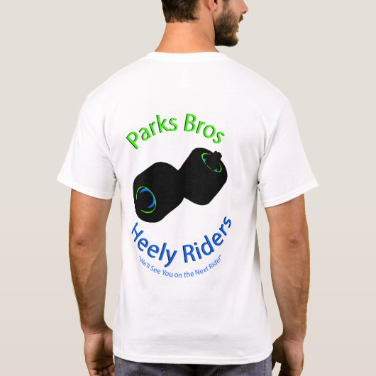 公園のBros Heelyのライダーの白のワイシャツ Tシャツ (裏面)