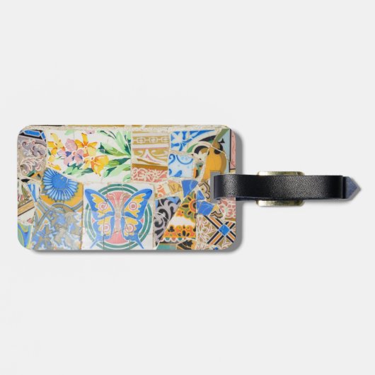 公園のGuellのモザイク荷物のラベル ラゲッジタグ (裏面横)