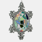 公園のGuellのモザイク スノーフレークピューターオーナメント (左)