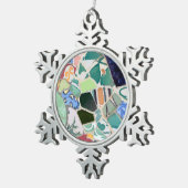 公園のGuellのモザイク スノーフレークピューターオーナメント (右)