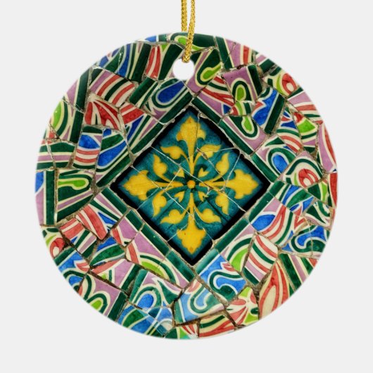 公園のGuellのモザイク セラミックオーナメント (正面)