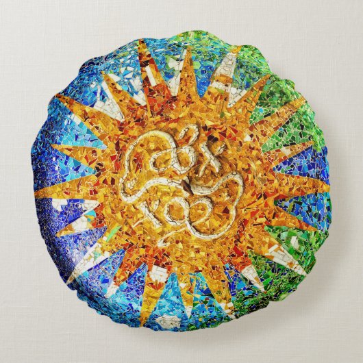 公園のGuellのモザイク ラウンドクッション (裏面)