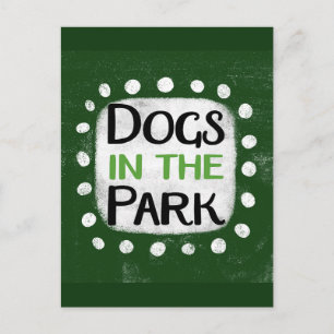 公園はがき内の犬 ポストカード