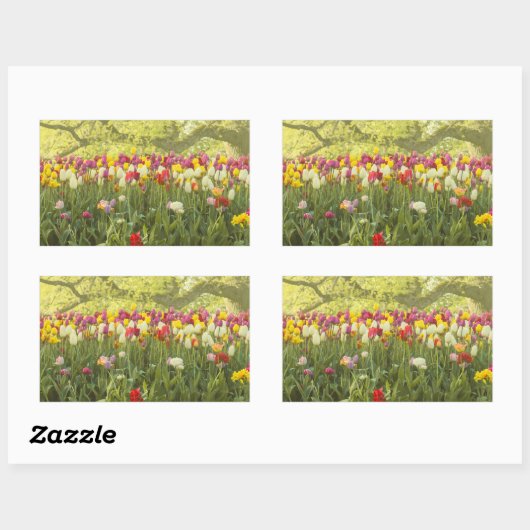 公園カラフルのチューリップ2 長方形シール (シート)