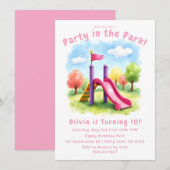 公園パーティーの子供の誕生日招待状 招待状 (正面/裏面)