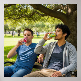 公園リラックスのベンチにいる ポスター