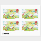 公園遊のステッカーに子供がいる 長方形シール (シート)