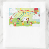 公園遊のステッカーに子供がいる 長方形シール (バッグ)